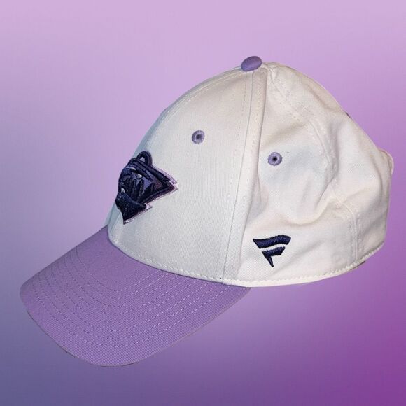 MN Wild Fanatics 2022 Hockey Fights Cancer Authentic Pro Snapback Hat White/Purp - Picture 6 of 7
